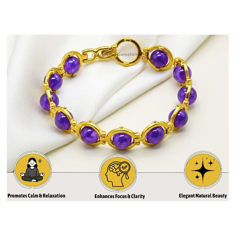Amethyst Bracelet - Round Gold Chain (Pack of 1)