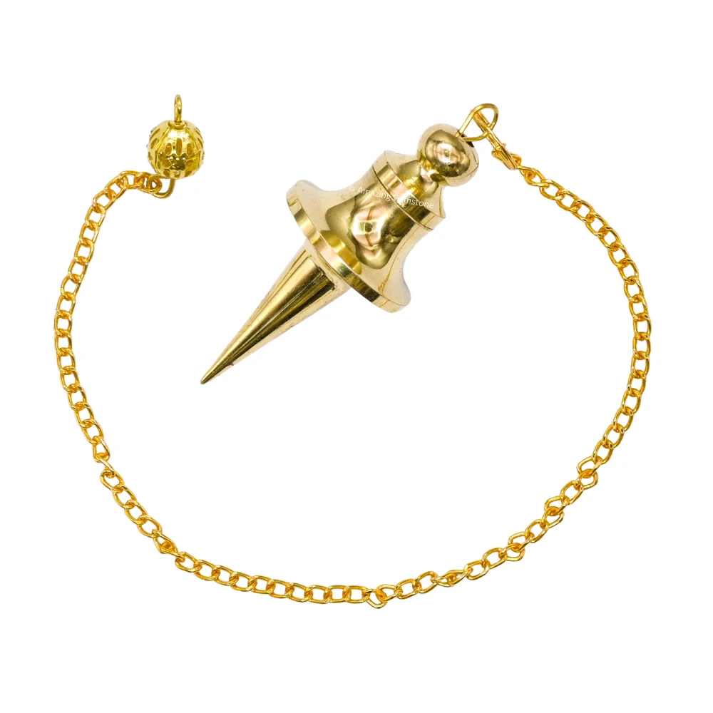 Metal Brass Pendulum - Gold Disc Cone Long Point (MP117)