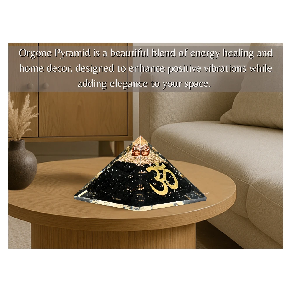 Black Tourmaline Orgone Pyramid - Big OM
