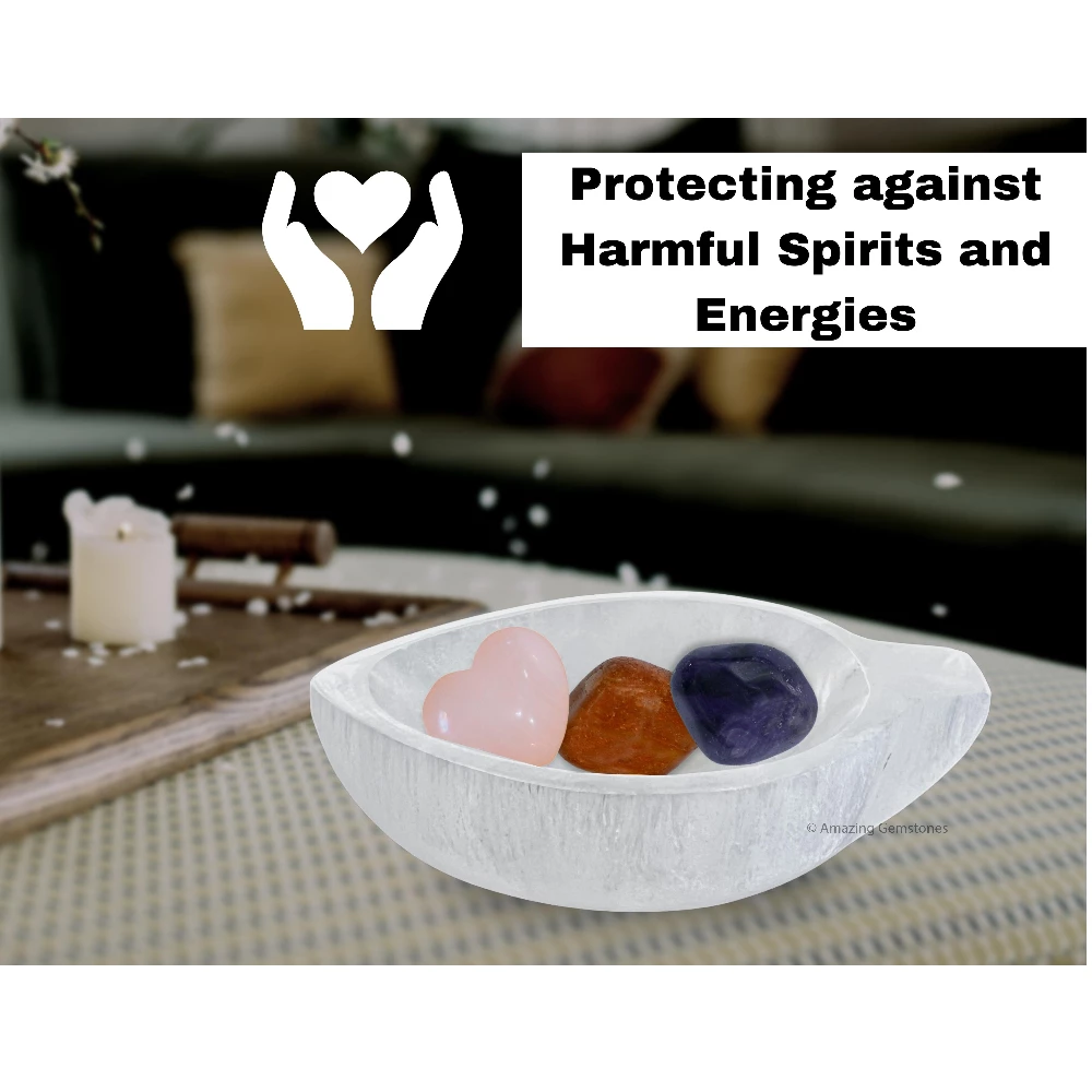 Selenite Charging Bowl for Crystals - Leaf