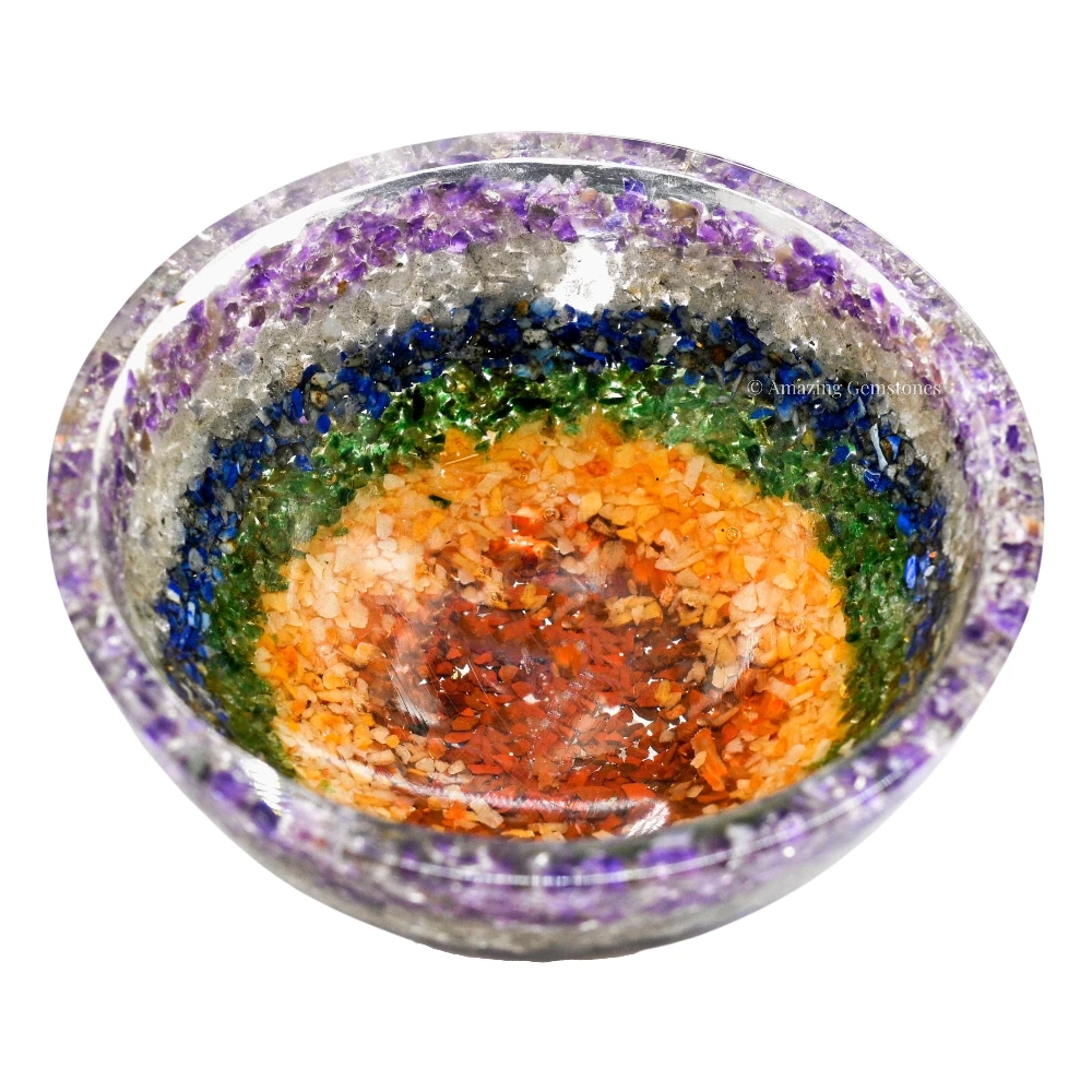 Chakra Layer Crystal Orgone Bowl (3 Inch)