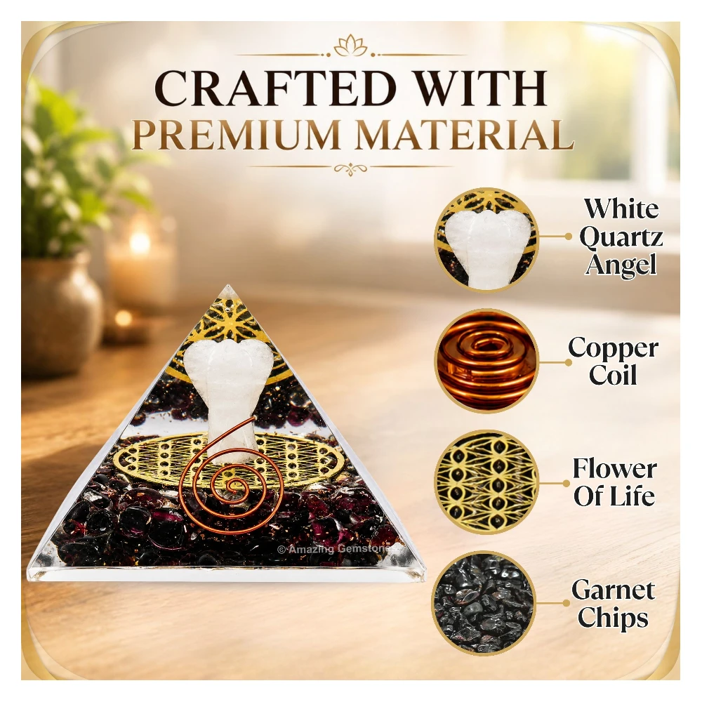 Garnet Orgone Pyramid - Angel Glow in Dark