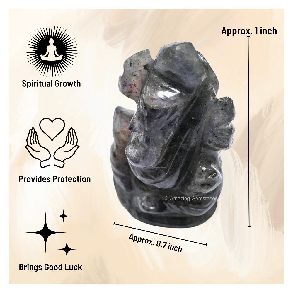 Iolite Ganesha Crystal Idol