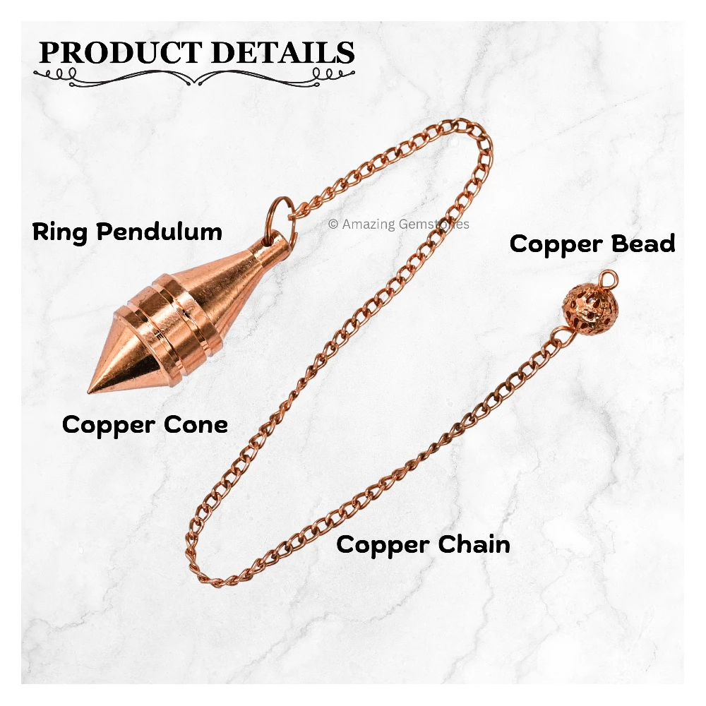 Copper Metal Pendulum -  Copper Cone with Ring (MP65)