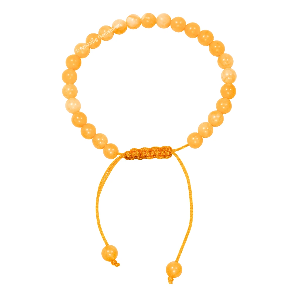 Yellow Calcite Healing Crystal Bracelets - 6mm Beads (Adjustable)