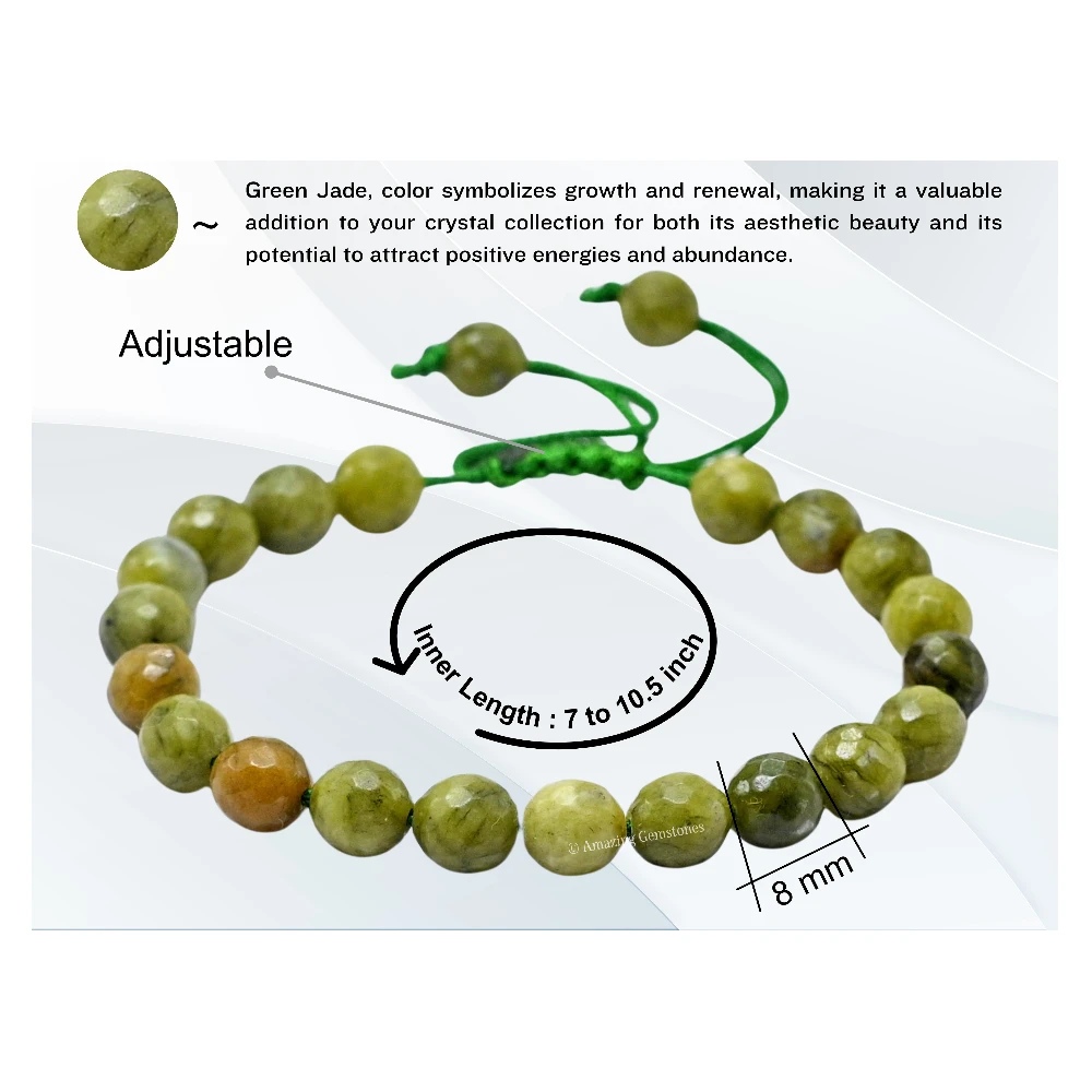 Green Jade Bracelet (Faceted) (Adjustable)