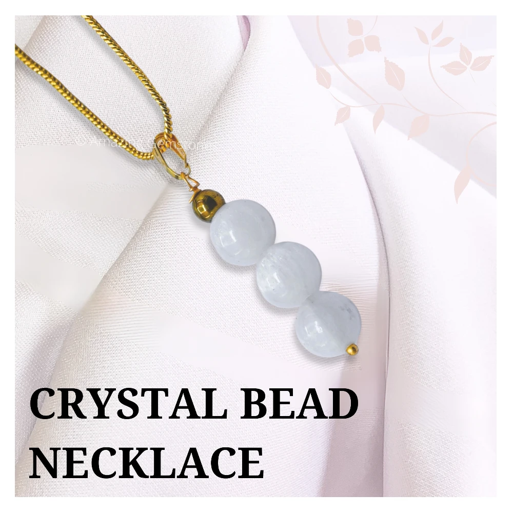 Selenite Bead Pendant (Gold)