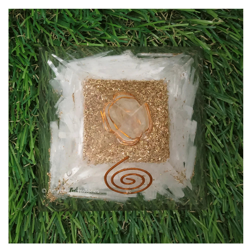 Selenite Orgone Pyramid