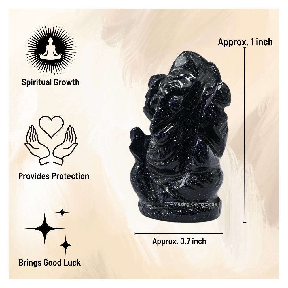 Blue Goldstone Ganesha Crystal Idol