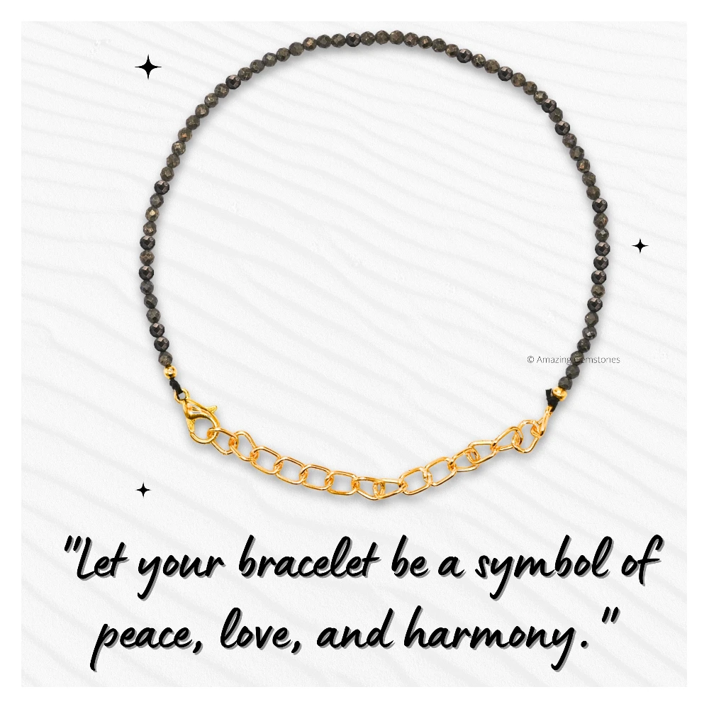 Pyrite Crystal Bracelet - 2mm Faceted Bead (Gold)