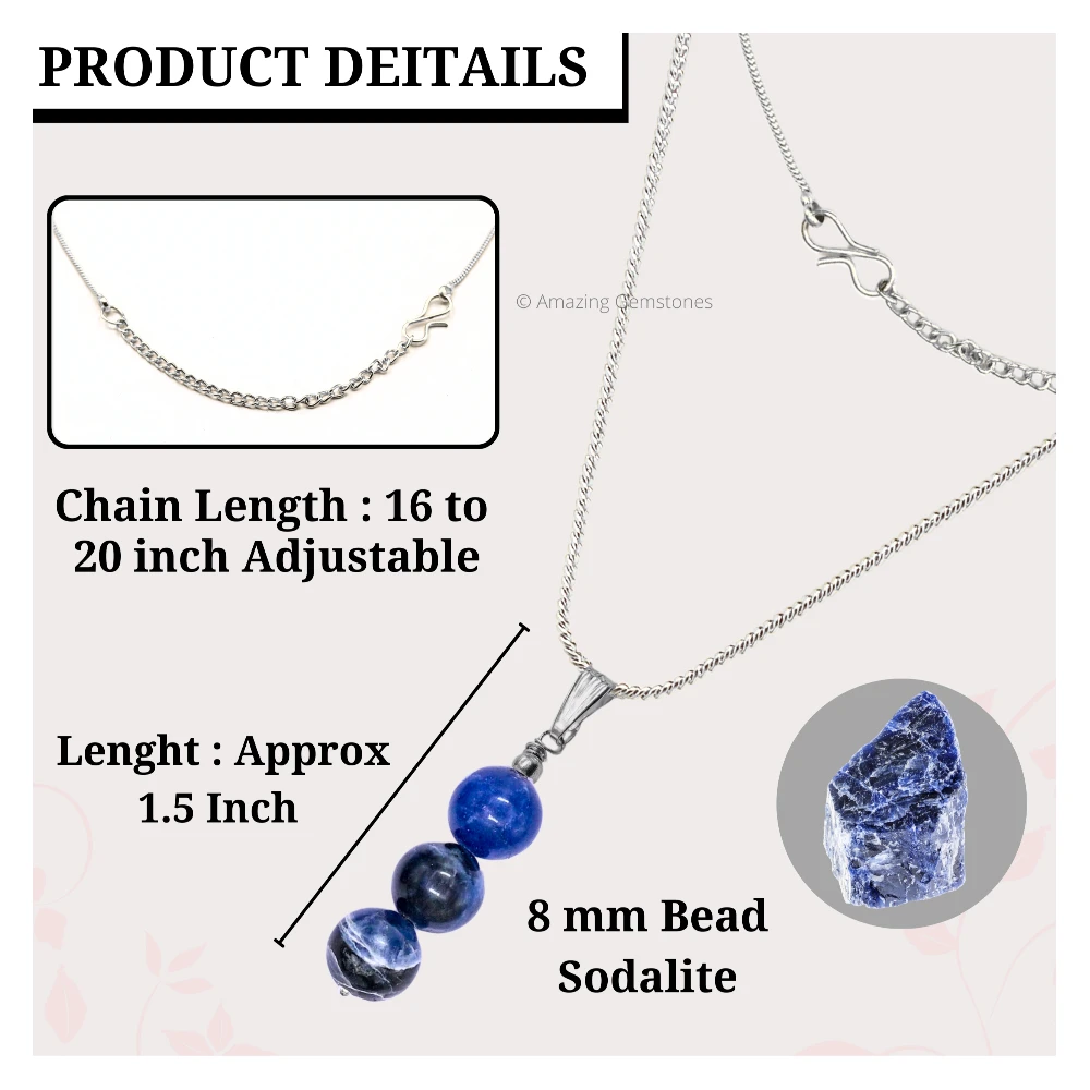 Sodalite Bead Pendant (Silver)