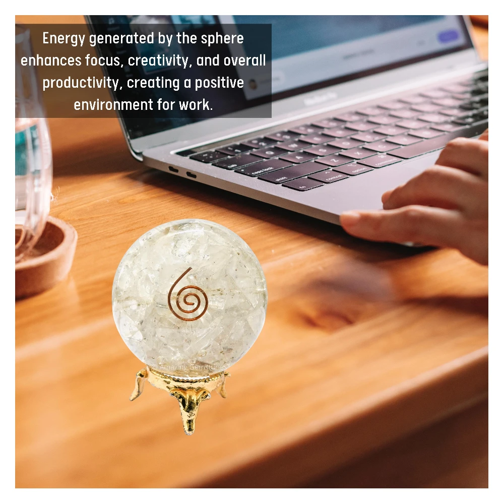 Clear Quartz Orgone Sphere (2.5 Inch)