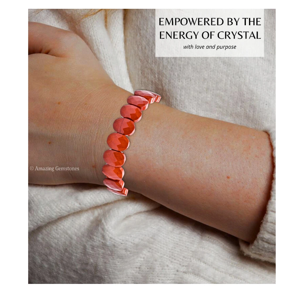 Red Jasper Faceted Bracelet - Oval Stone