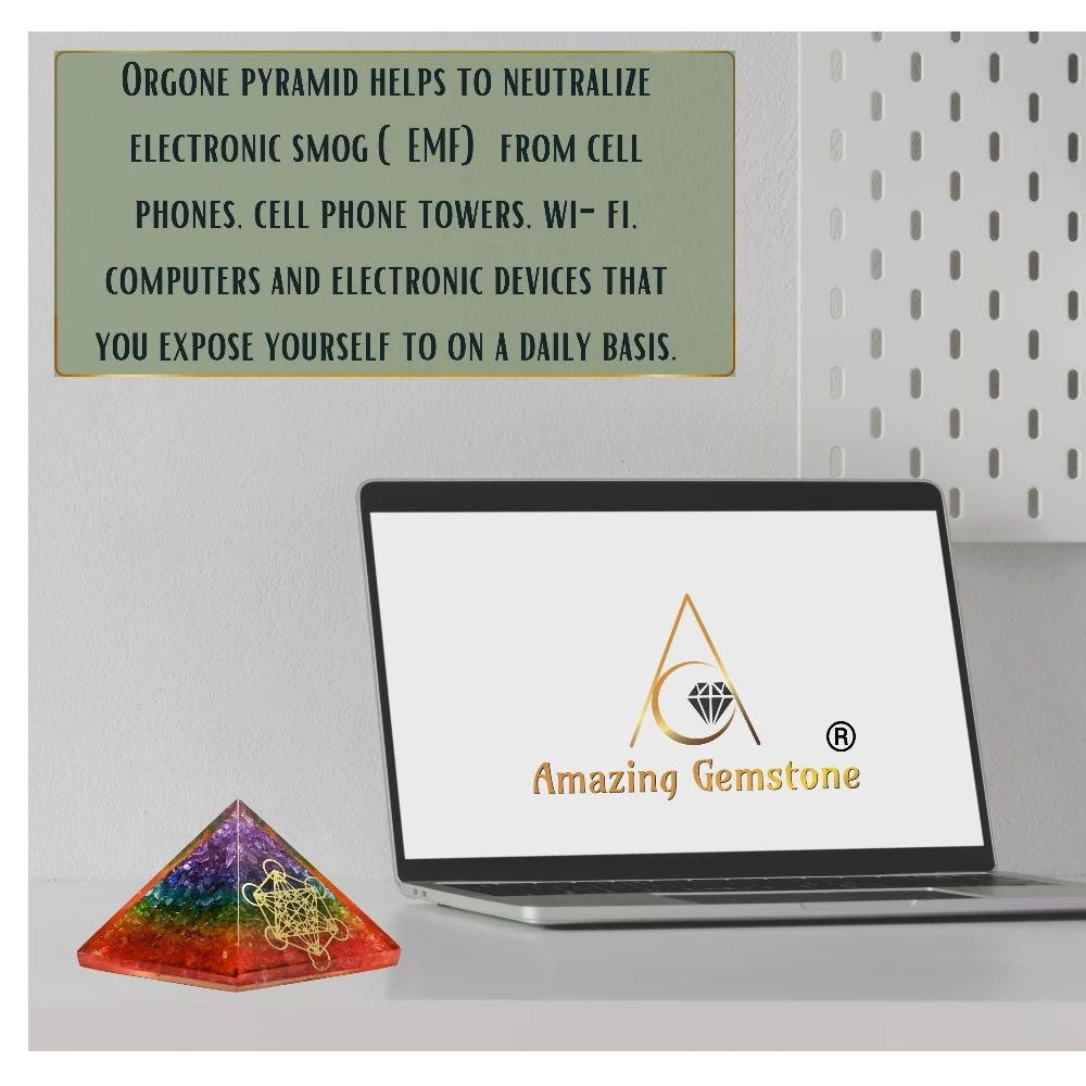 Chakra Onyx Orgone Pyramid - Metatron Cube