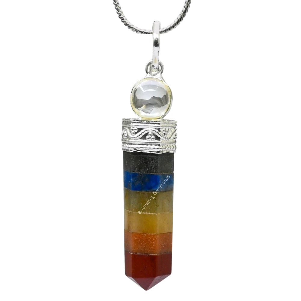 Chakra with Quartz Necklace - Pencil Point (Silver)