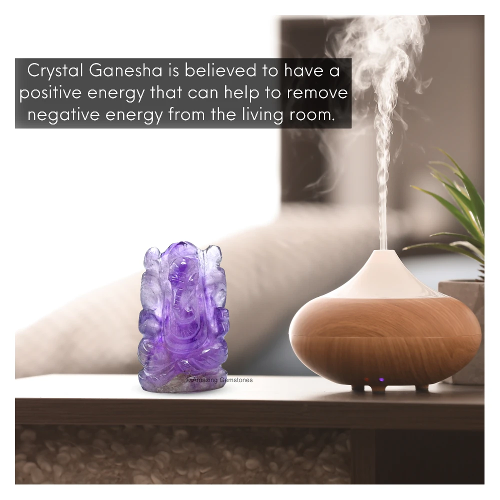 Amethyst Ganesha Crystal Idol