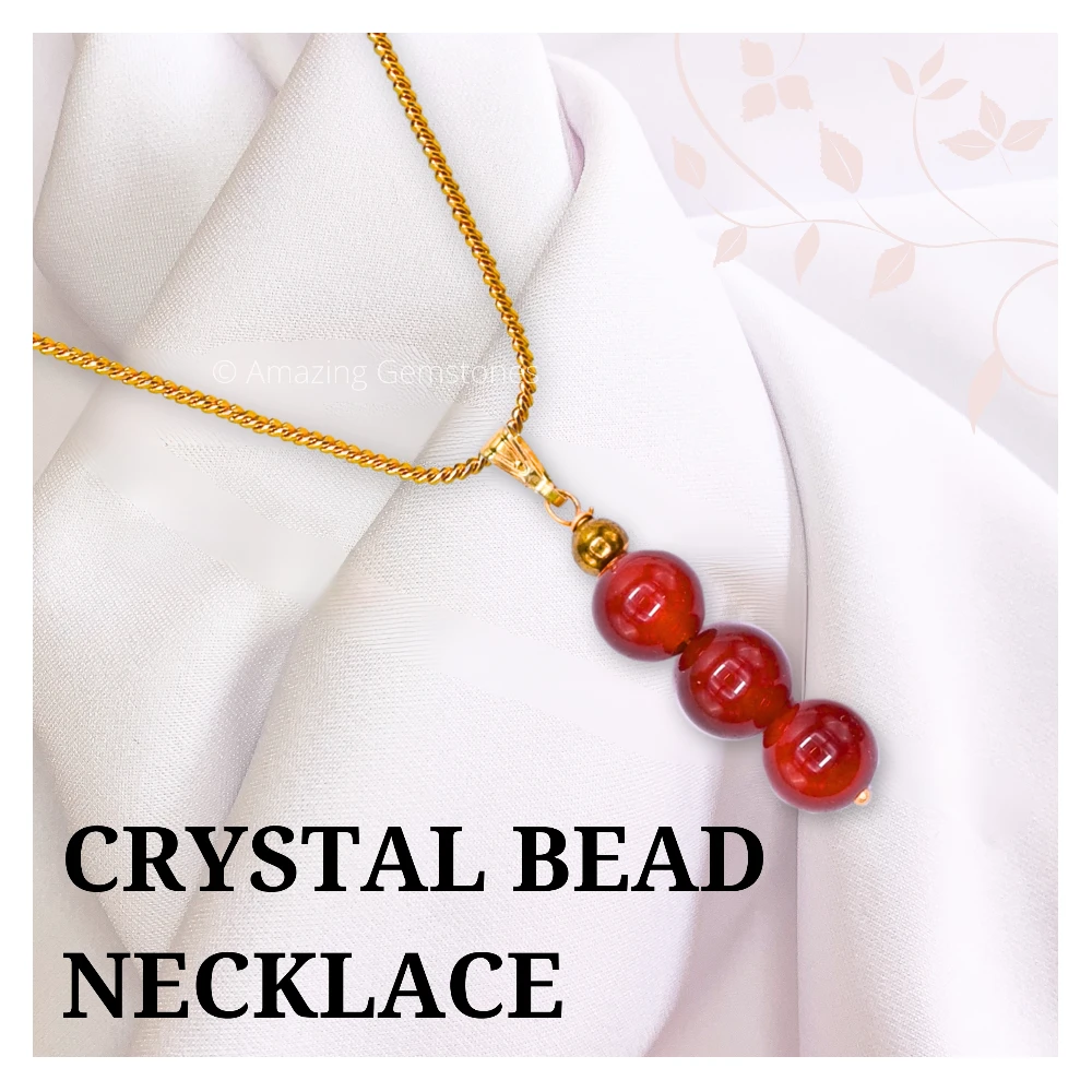 Carnelian Bead Pendant (Gold)
