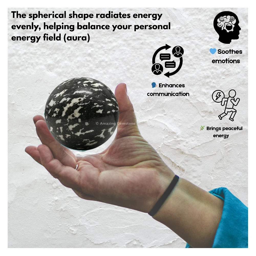 Black and White Tourmaline Sphere (2 Inch)