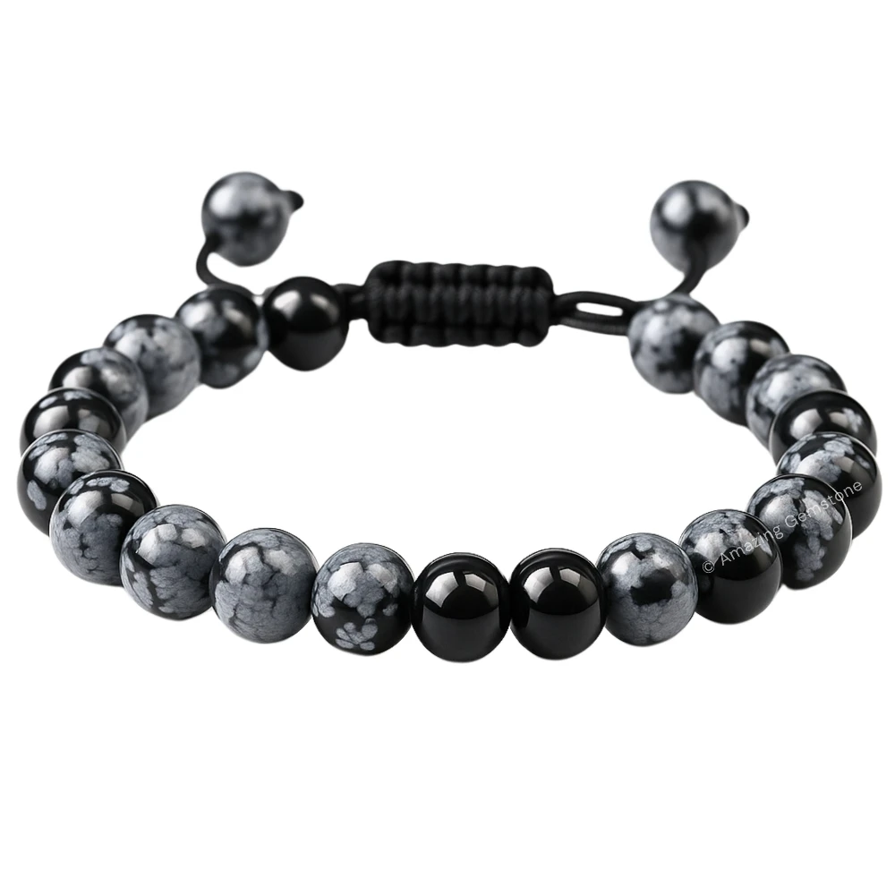 Snowflake Obsidian Bracelet (Adjustable)