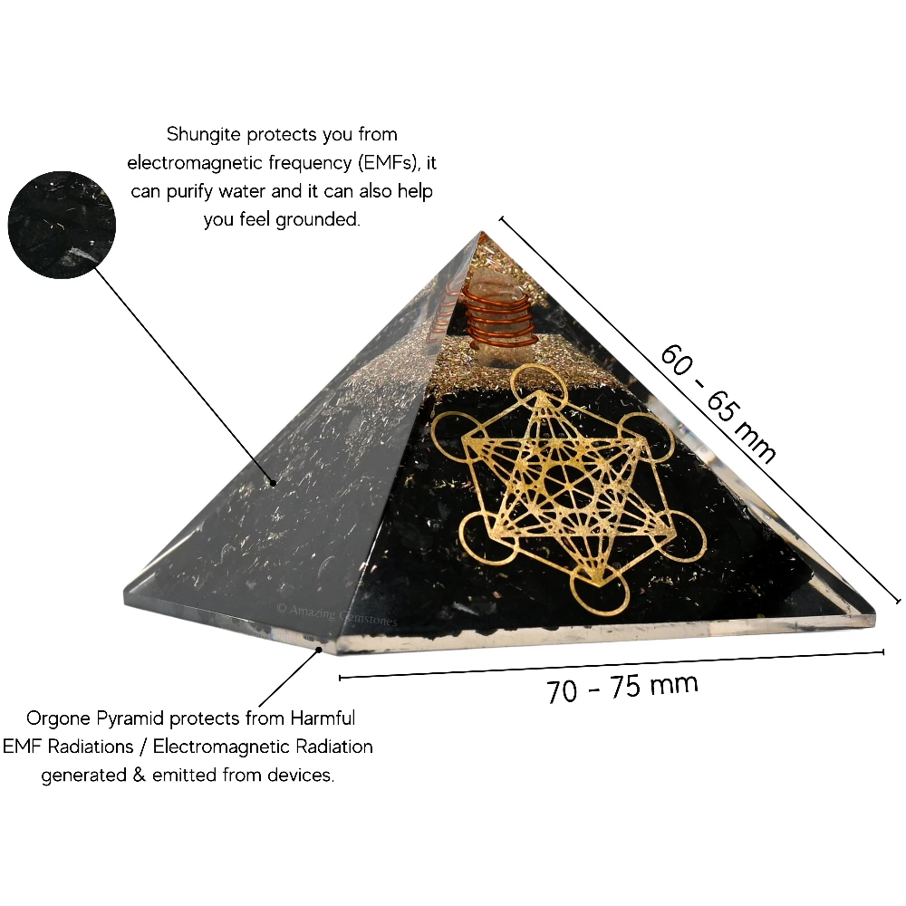 Shungite Orgone Pyramid - Metatron Cube