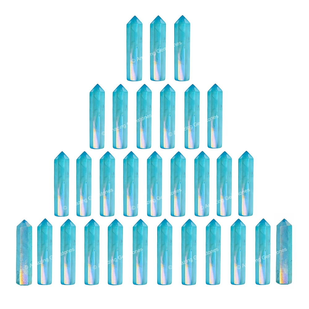 Aqua Aura Quartz Pencil Points (Set of 3)