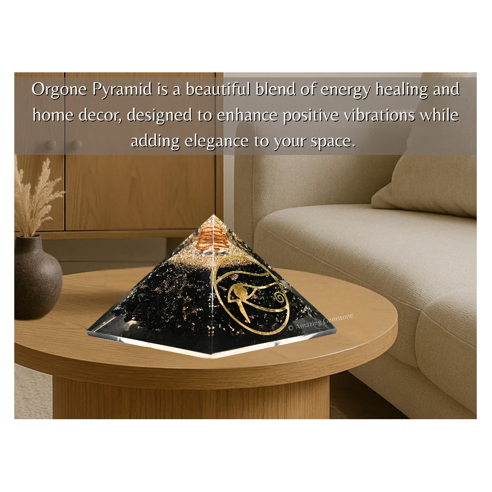 Black Tourmaline Orgone Pyramid - Eye of Horus