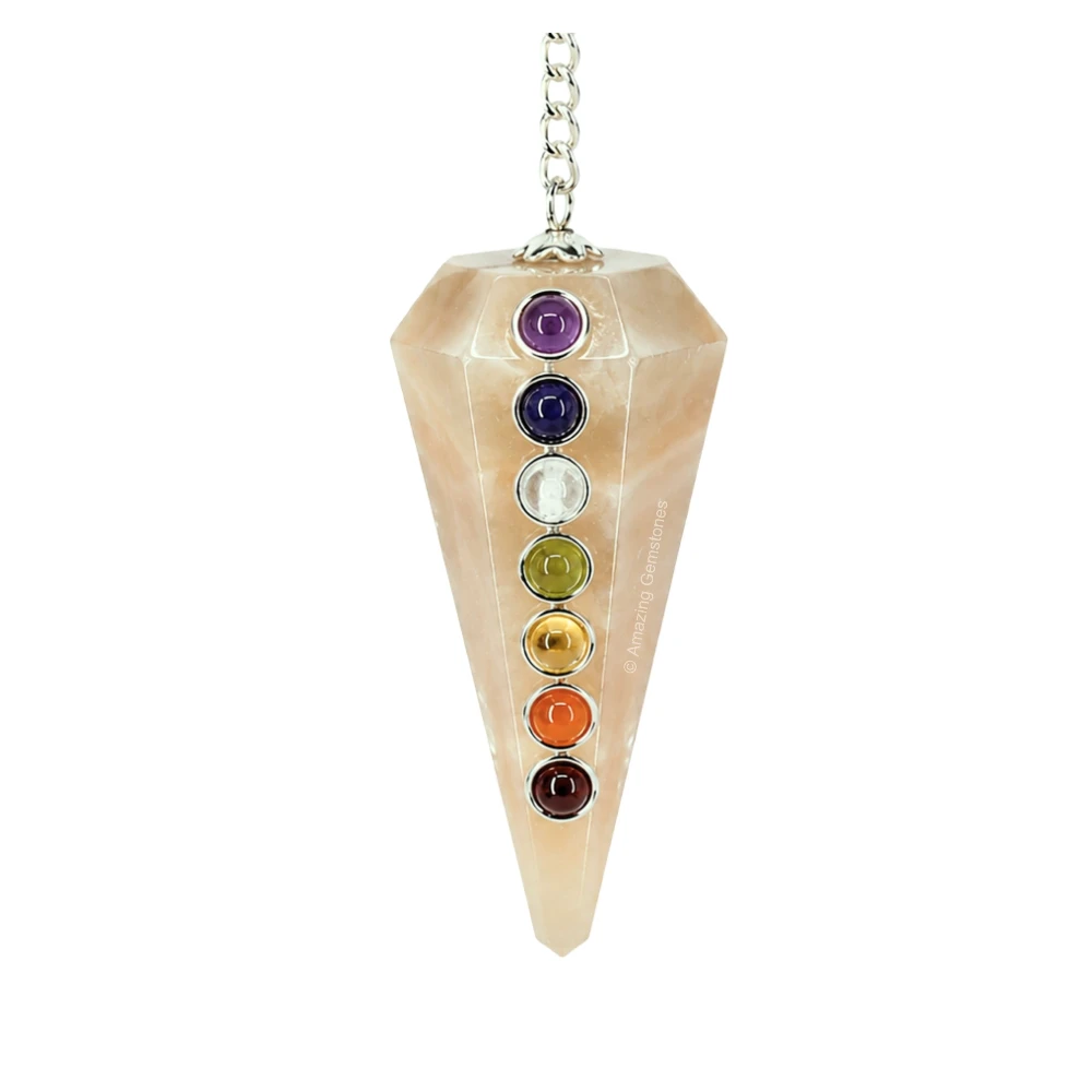 Cream Moonstone Chakra Crystal Pendulum