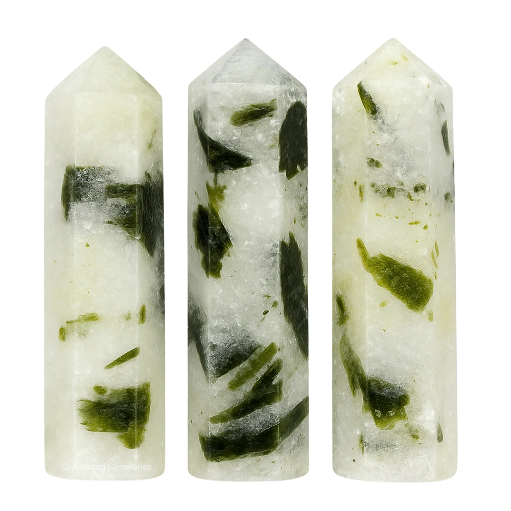 Green Tourmaline In Quartz Pencil Points (Set of 50)