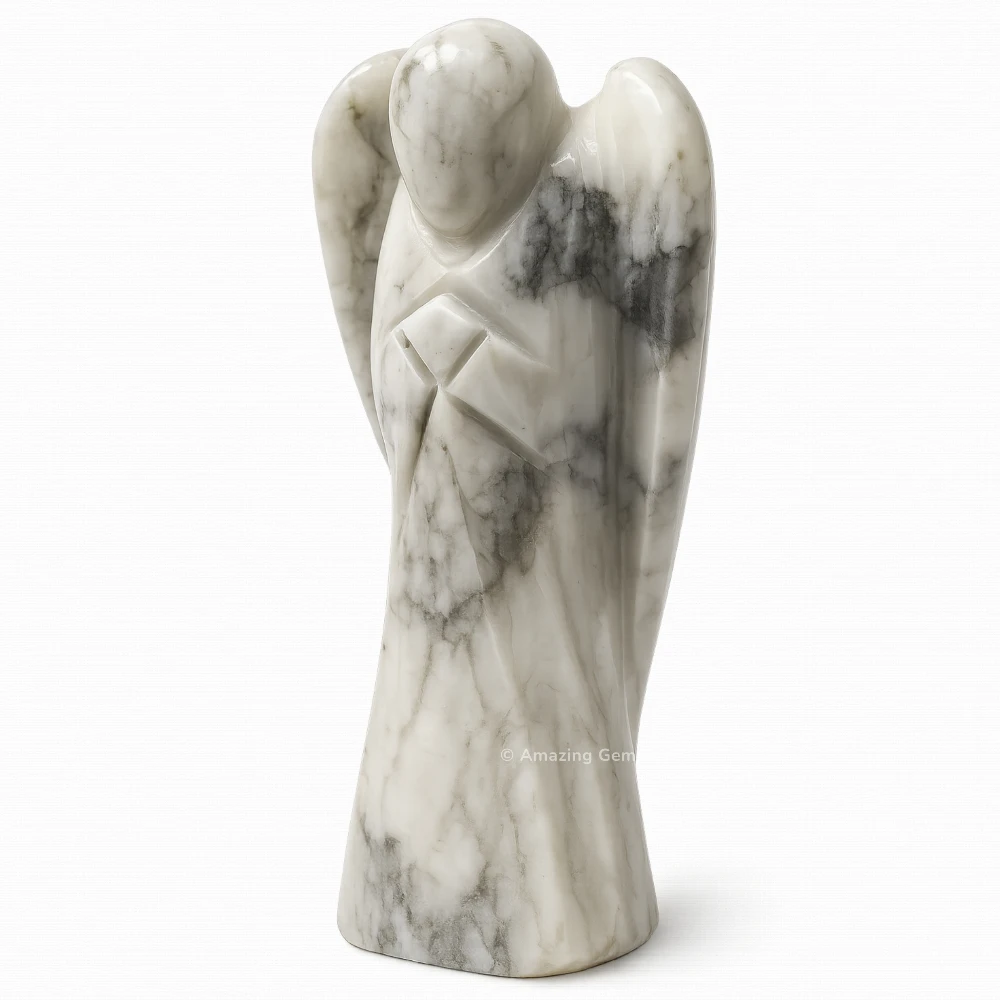 Howlite  Angel Figurine (4 Inch)