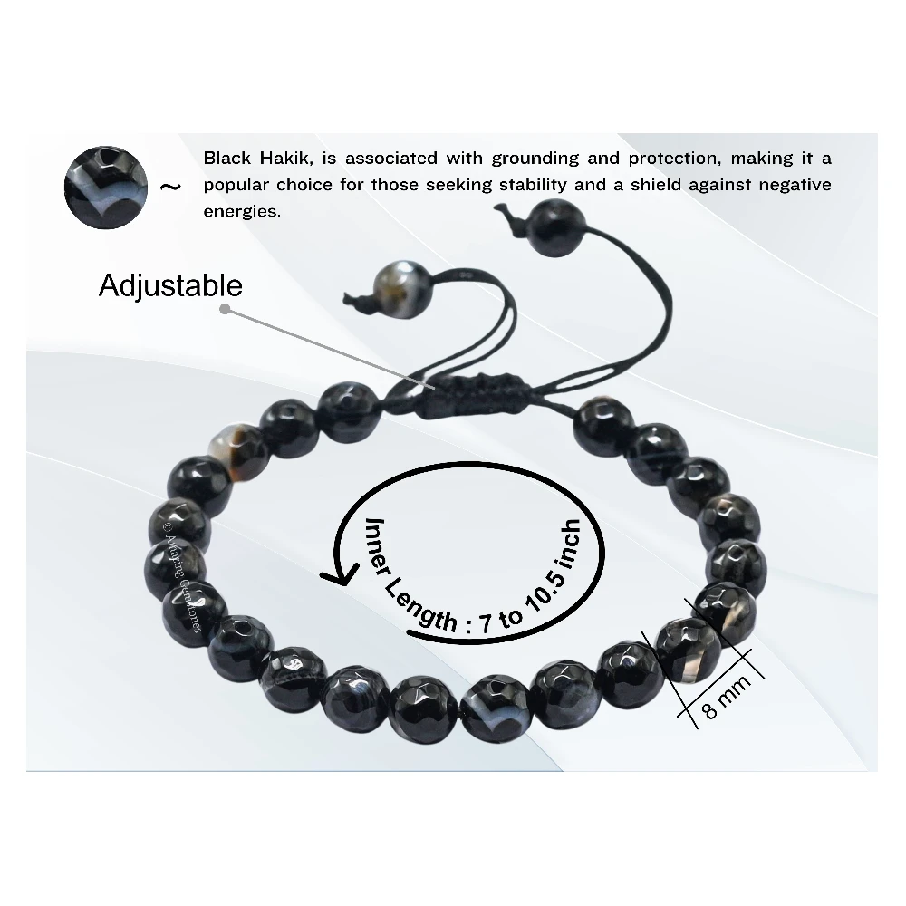 Black Bended Bracelet (Faceted) (Adjustable)