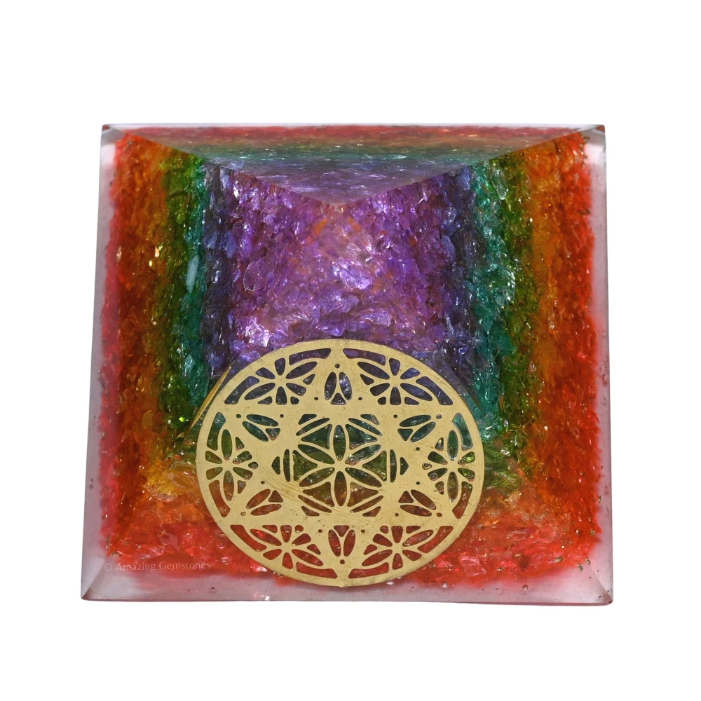 Chakra Onyx Orgone Pyramid - Star of David