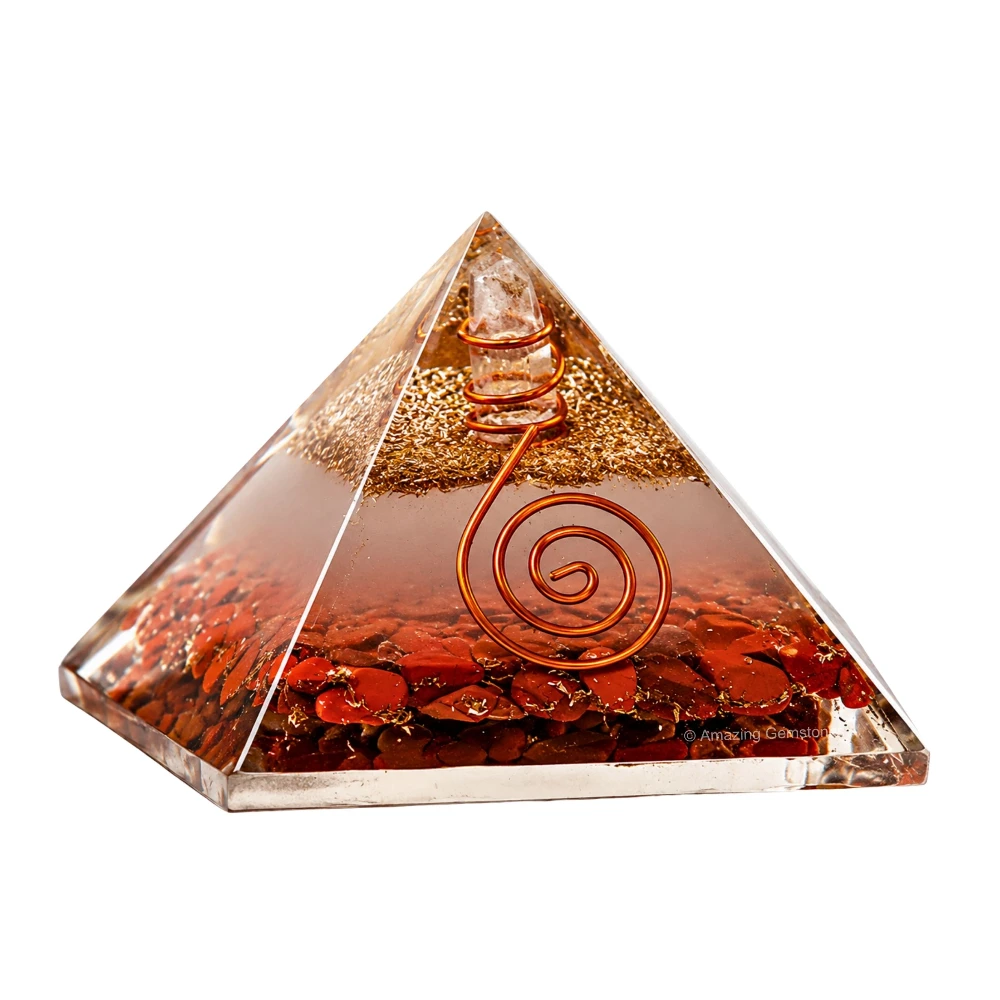 Red Jasper Orgone Pyramid - Glow in Dark