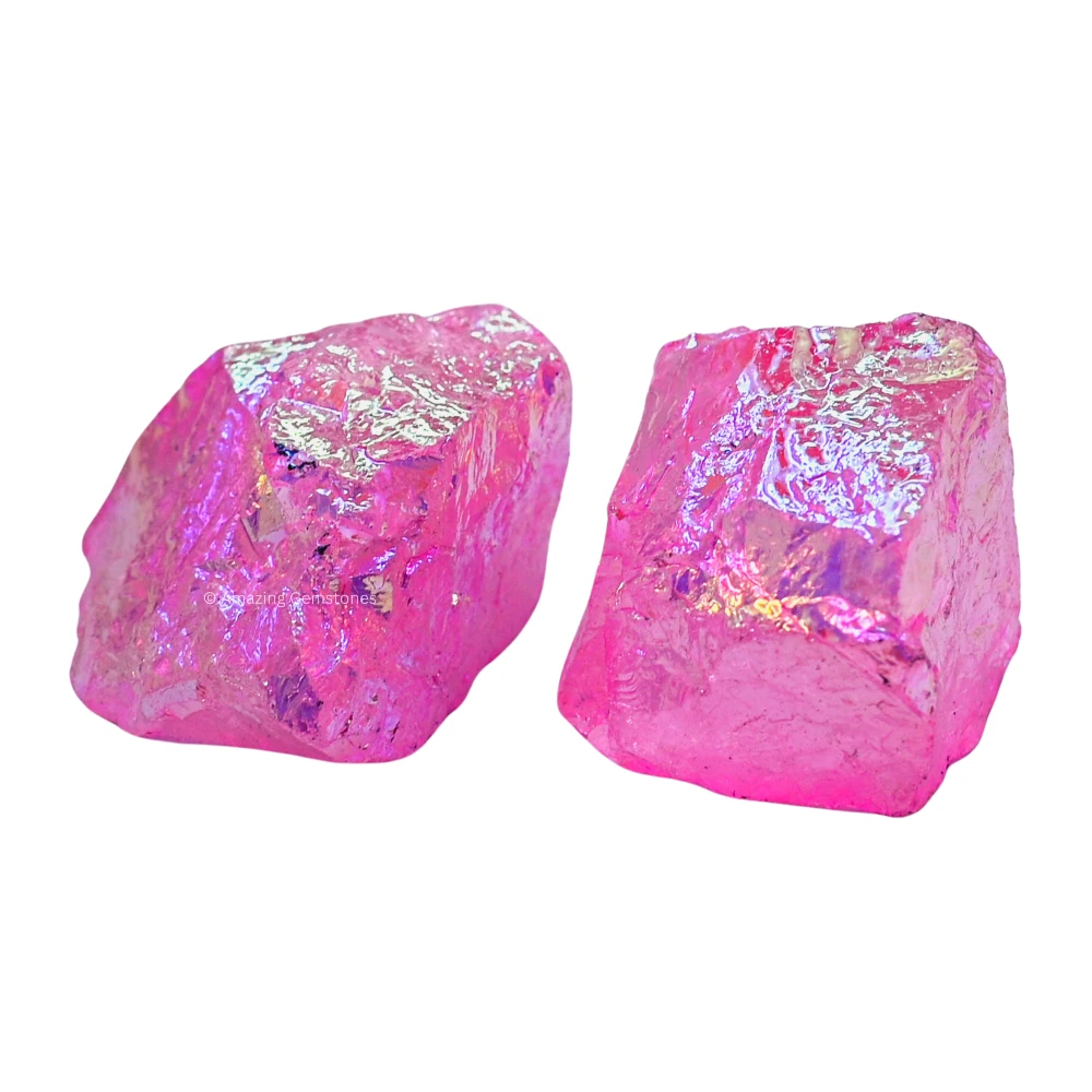 Rose Aura Quartz Raw Crystals (2 Pieces)