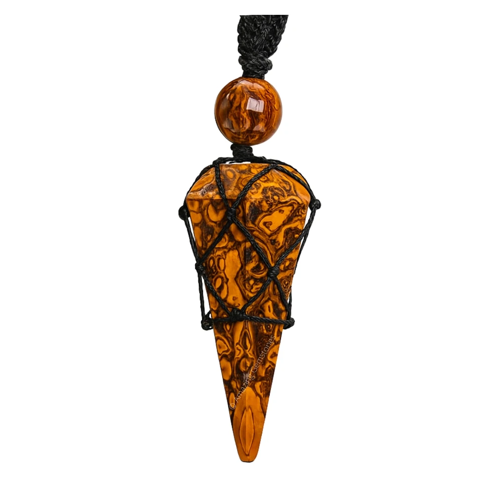 Mariyam Jasper Pendulum Pendant Necklace (Macrame)