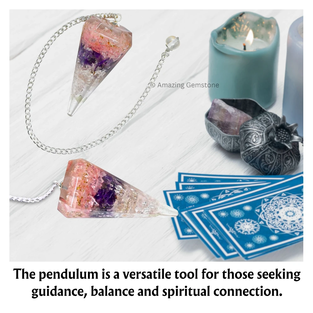 Rose Quartz Amethyst Clear Quartz Orgone Pendulum (Layered)