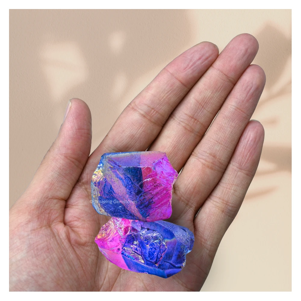 Rose-Tanzine Aura Quartz Raw Crystals (5 Pieces)