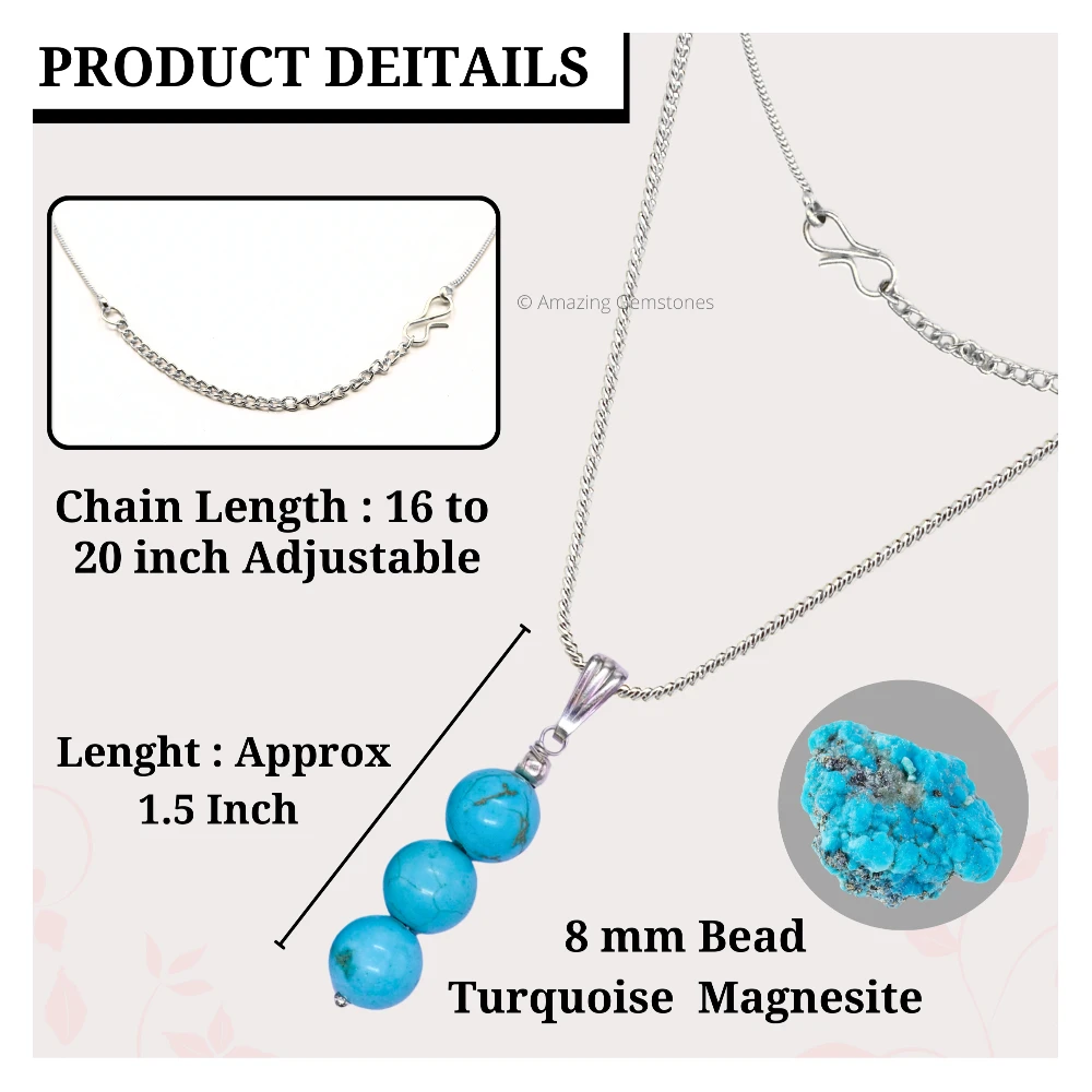 Magnesite Turquoise Bead Pendant (Silver)