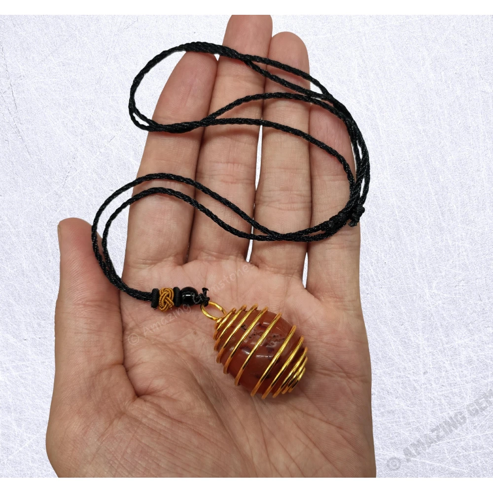 Carnelian Necklace - Spiral Cage with Tumble