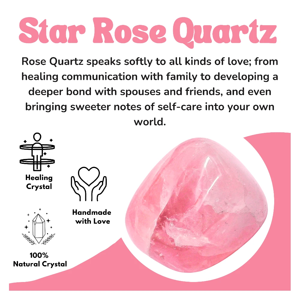 Tumbled Star Rose Quartz Crystals Stones (1 oz)