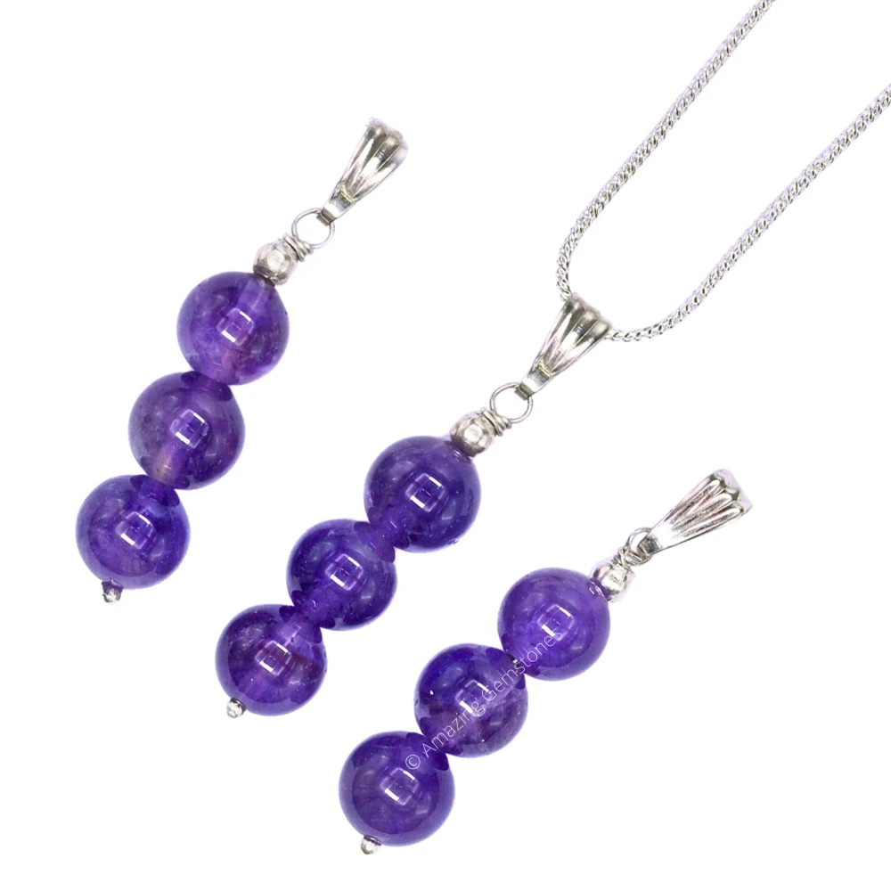 Amethyst Bead Pendant (Silver)