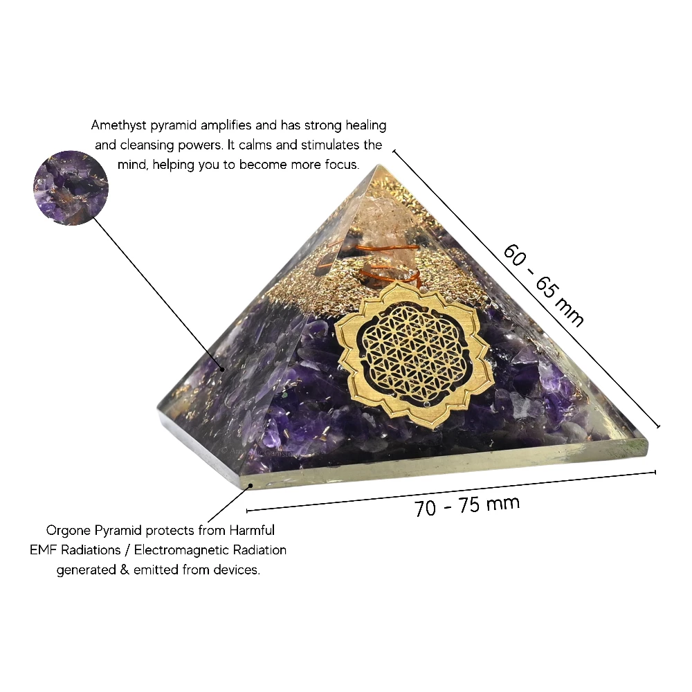 Amethyst Orgone Pyramid - Lotus Flower of Life