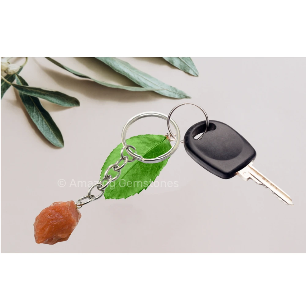 Peach Moonstone Keychain Keys Holder (Raw)