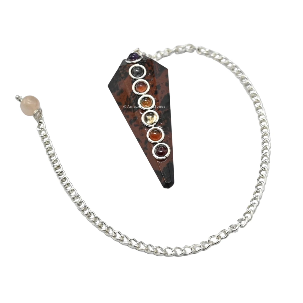 Mahogany Obsidian Chakra Crystal Pendulum