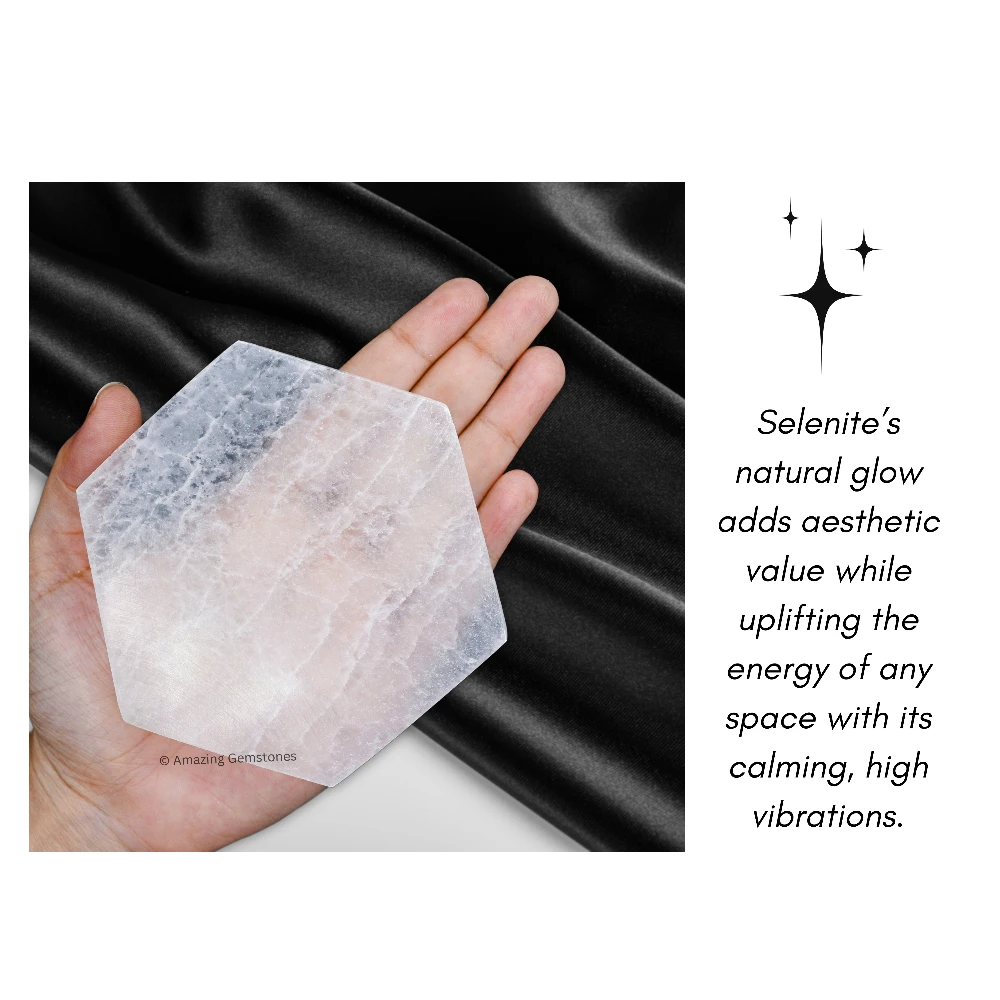 Selenite Charging Plate - Hexagon (4 Inch)