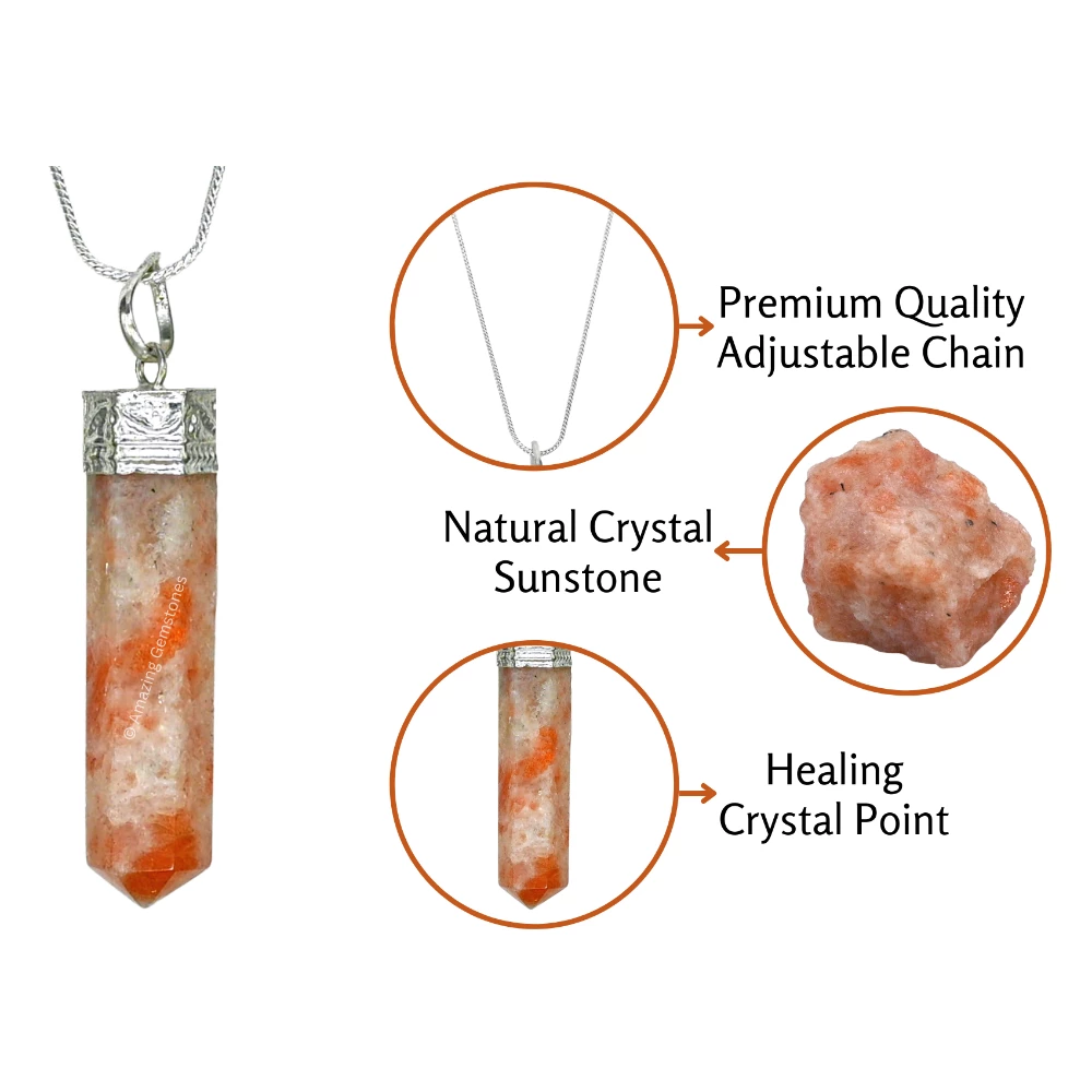 Sunstone Necklace - Pencil Point (Silver)