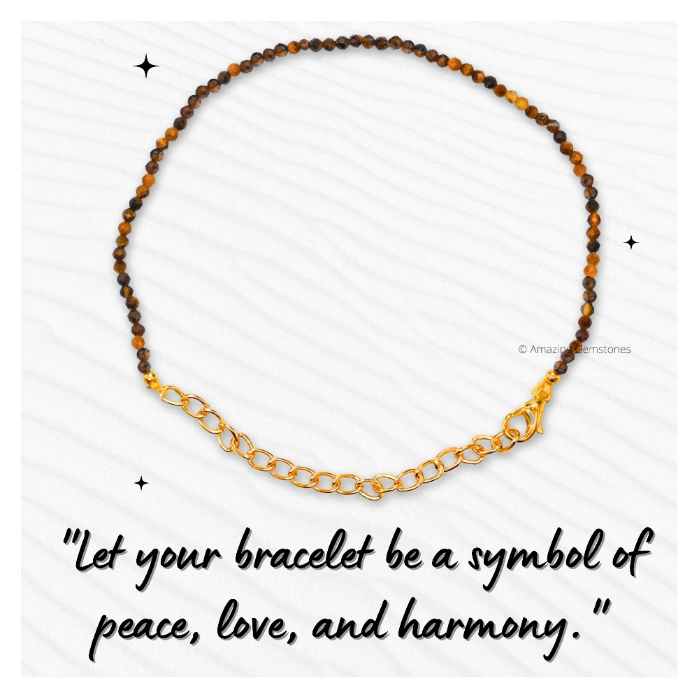 Tiger Eye Crystal Bracelet - 2mm Faceted Bead (Gold)