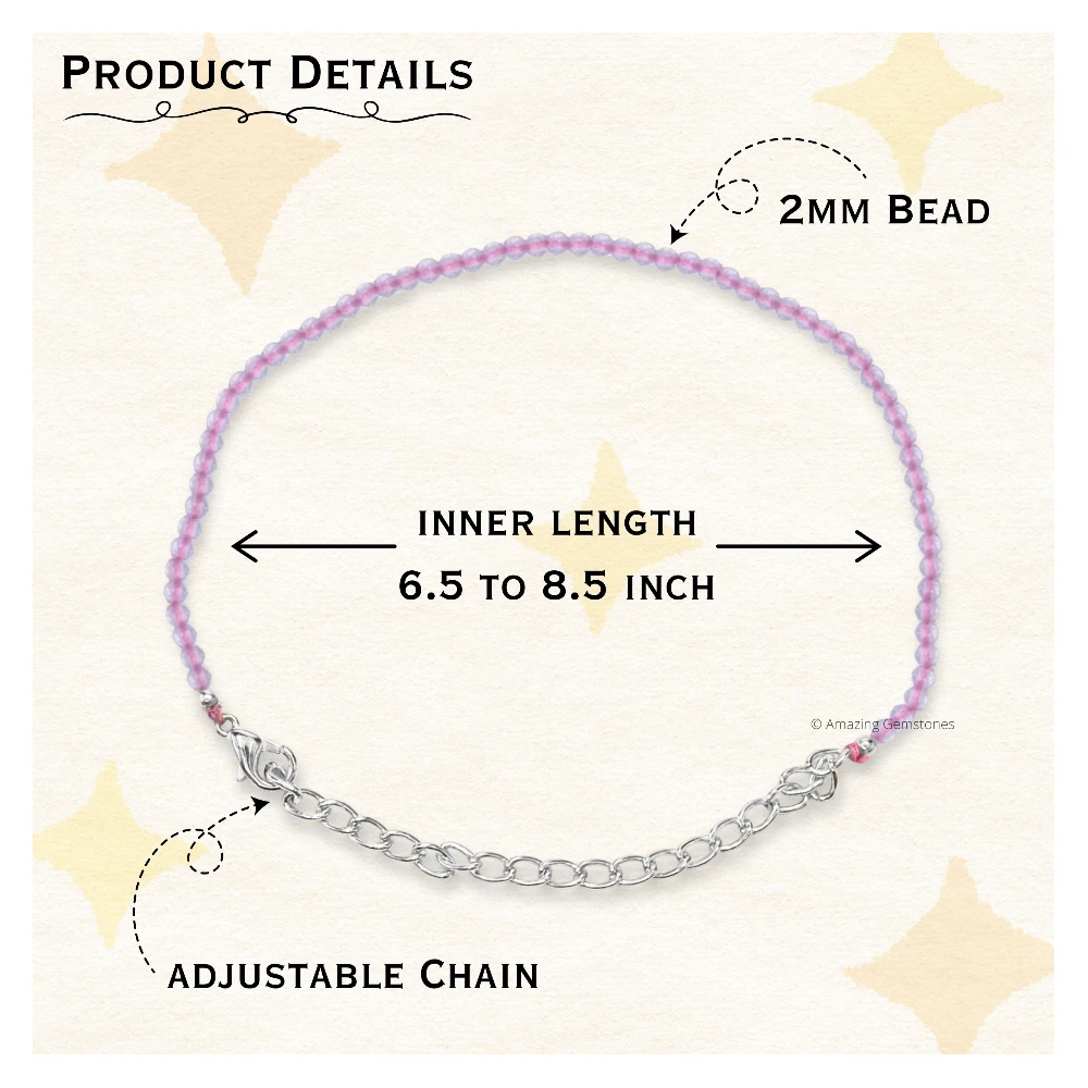 Rose Quartz Crystal Bracelet - 2mm Faceted Bead (Silver)