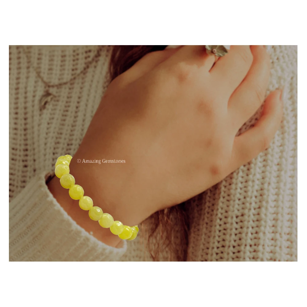 Lemon Jade Bracelet (Faceted) (Stretchable)