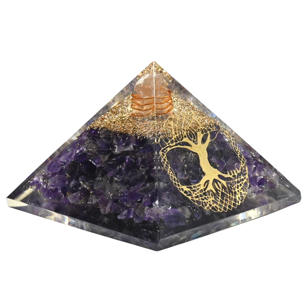 Amethyst Orgone Pyramid - Tree of Life