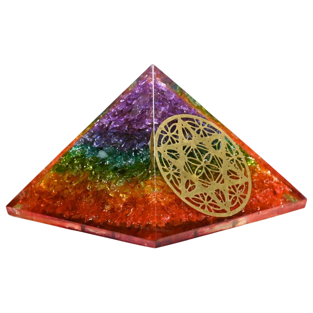 Chakra Onyx Orgone Pyramid - Star of David